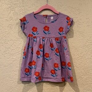 Tea Collection Dress Purple with Red Flowers
